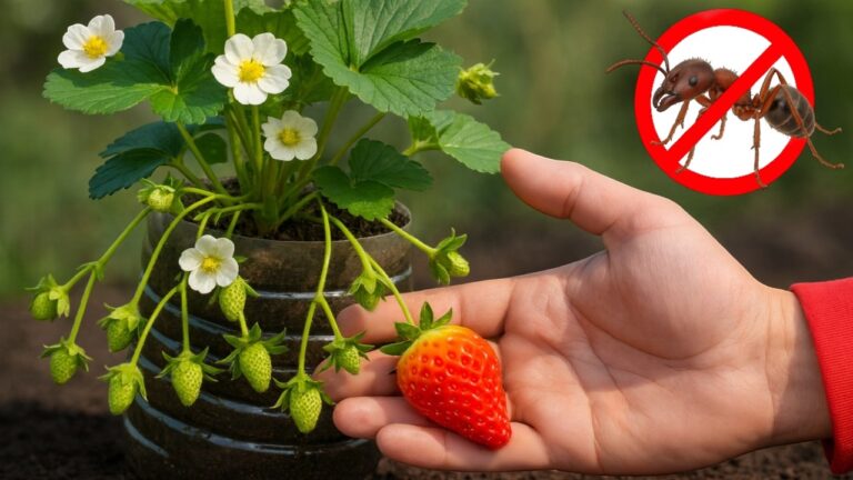 No vas a creer las fresas que cosechamos… ¡solo enterrando botellas!