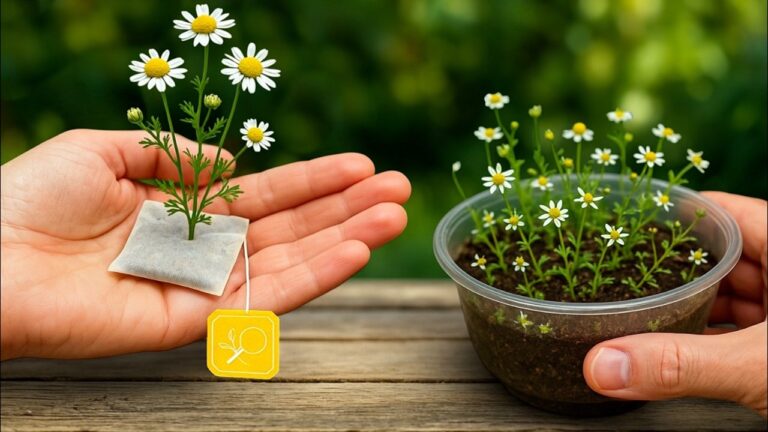 Nadie creerá que esta camomila creció… ¡usando solo un sobre de té!