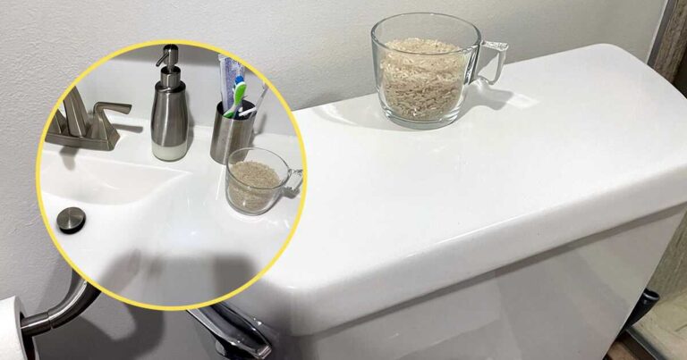 O truque do copo de arroz na casa de banho que resolve um problema muito comum